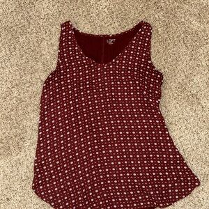 LOFT Burgundy and White Tank Top